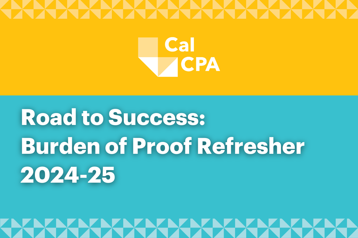 Road to Success: Burden of Proof Refresher 2024-25